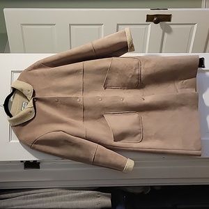 Pendleton Tan Beige Camel Faux Shearling Sherpa midi maxi coat - M